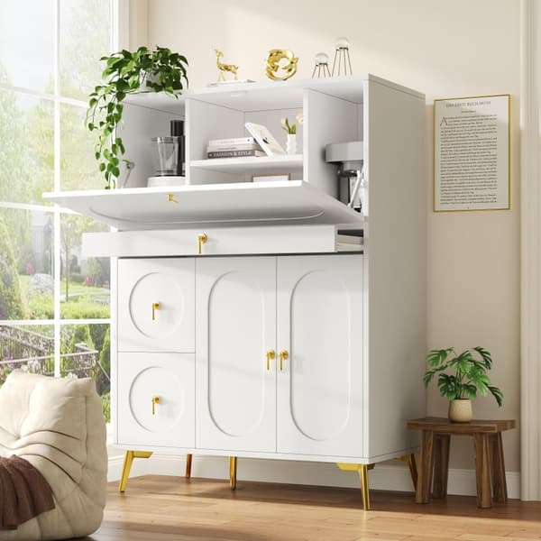 Köksförvaringsskåp 100×50×140 cm – Modernt skafferi med vikdörrar, vit sideboard för kök, matsal eller vardagsrum, multifunktionell förvaring