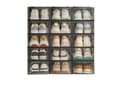 Miniatyrbillede 1 af 5: Rootz 18 Sæt skoopbevaringsbokse - Skoarrangører - Gennemsigtige sorte stable containere - Rumbesparende - 33,5 cm x 23 cm x 14 cm