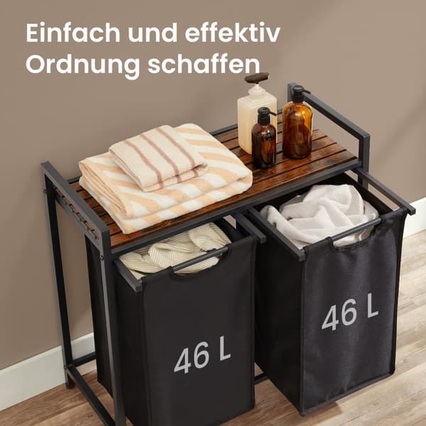 Rootz 2 Rum Vaskeri Kurv - Vaskeri Collector - Vaskeri - Indbygget hylde - 73 cm x 33 cm x 72 cm
