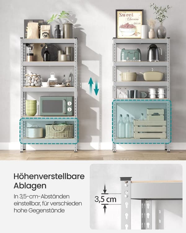 Rootz 2 Set Heavy -Duty hylde - Robust opbevaringsenhed - Industriel hylde - Max Load 875 kg - Sølvstål & MDF - 30 cm x 75 cm x 150 cm
