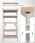 Miniatyrbillede 5 af 9: Rootz 2 Set Heavy -Duty hylde - Robust opbevaringsenhed - Industriel hylde - Max Load 875 kg - Sølvstål & MDF - 30 cm x 75 cm x 150 cm