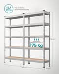 Miniatyrbillede 7 af 9: Rootz 2 Set Heavy -Duty hylde - Robust opbevaringsenhed - Industriel hylde - Max Load 875 kg - Sølvstål & MDF - 30 cm x 75 cm x 150 cm