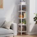 Miniatyrbillede 2 af 6: Rootz 5 -niveau badeværelse hylde - smal hylde - multifunktionel opbevaringshylde - bambus holdbarhed - 33 cm x 33 cm x 146 cm - skyhvid