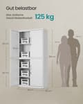 Miniatyrbillede 6 af 6: Rootz 4 -dørs opbevaringsskab - Steel Locker - Arkiveringsskab - Holdbar og rummelig - 40 x 80 x 180 cm - Matt Gray