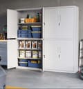 Miniatyrbillede 2 af 6: Rootz 4 -dørs opbevaringsskab - Steel Locker - Arkiveringsskab - Holdbar og rummelig - 40 x 80 x 180 cm - Matt Gray