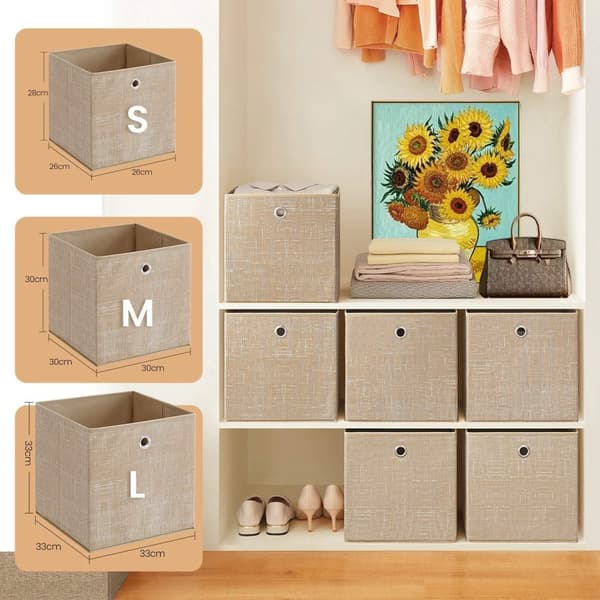 Rootz 6 -stykker opbevaringsboks sæt - Ordrebokse - Ikke -vævet arrangør - Rumbesparende - 30 x 30 x 30 cm