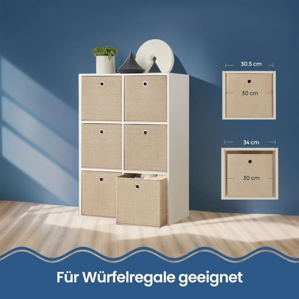Rootz 6 -stykker opbevaringsboks sæt - Ordrebokse - Ikke -vævet arrangør - Rumbesparende - 30 x 30 x 30 cm