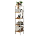 Miniatyrbild 1 av 6: Rootz 5 -nivå smal badrumshylla - Multifunktionell förvaring - Space Saving Organizer - Bambu - 33x33x146cm
