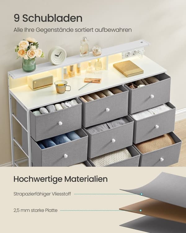 Rootz 9 Skuffekiste - Opbevaringsenhed - Kommode - LED -belysning - Rumbesparende - 33,5 x 114 x 84 cm