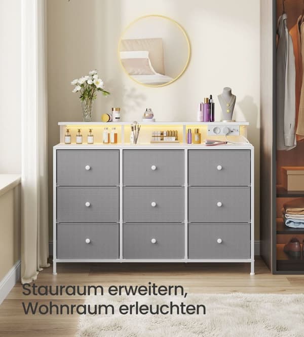 Rootz 9 Skuffekiste - Opbevaringsenhed - Kommode - LED -belysning - Rumbesparende - 33,5 x 114 x 84 cm