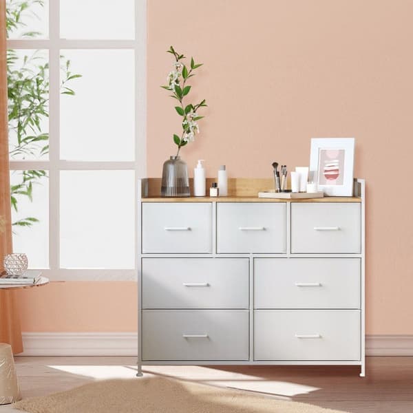 ROOTZ CHOST OF THEBLEERS - LAKET - Opbevaringsskab - Robust build - 28,5 cm x 98 cm x 85 cm - 7 skuffer Håndtag - Cloud White Oak Beige