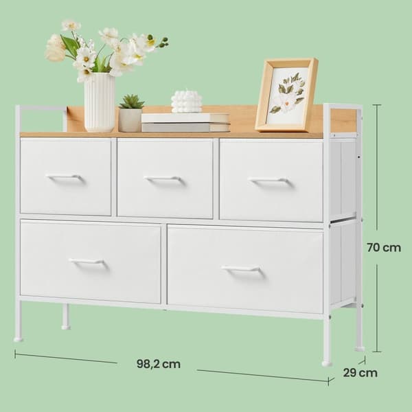 ROOTZ CHOST OF THEBLEERS - LAKET - Opbevaringsenhed - 5 stofskuffer med håndtag - Max 68 kg belastning - 29 cm x 98,2 cm x 70 cm