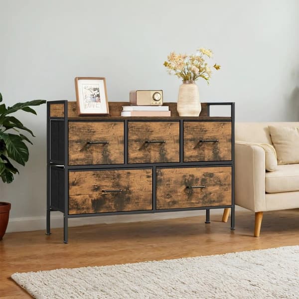 Rootz Chest of Drawers - Lagringsenhet - Dresser Organizer - 5 Tyglådor - 29 cm x 98,2 cm x 70 cm