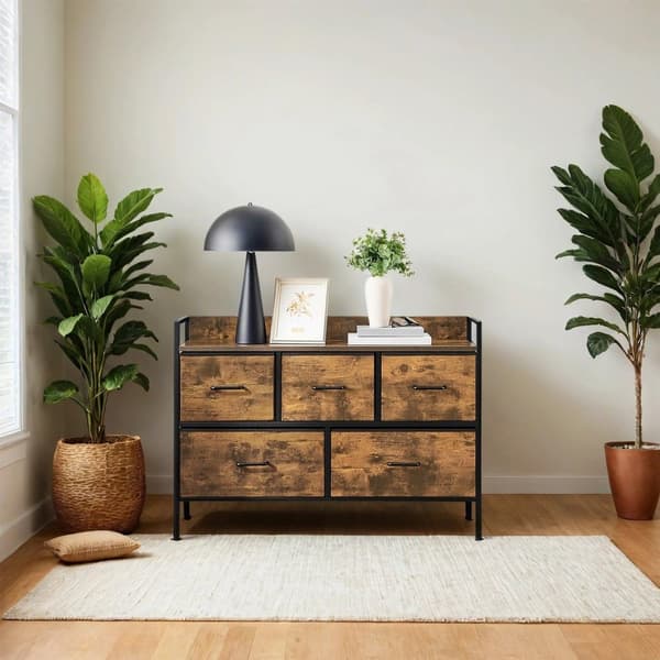 Rootz Chest of Drawers - Lagringsenhet - Dresser Organizer - 5 Tyglådor - 29 cm x 98,2 cm x 70 cm