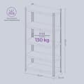 Pikkukuva 5 / 5: Rootz Heavy -Duty Basement -hylly - säilytyshylly - jauhekasteroitu teräs - 650 kg Max -kuorma - 30 cm x 75 cm x 150 cm