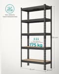 Miniatyrbillede 7 af 9: Rootz Heavy Duty Shelf - 5 Tier Storage Unit - Robust Rack - 875 kg kapacitet - Steel & MDF - 30 x 75 x 150 cm
