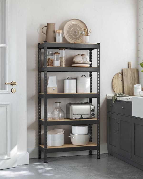 Rootz Heavy Duty Shelf - 5 Tier Storage Unit - Robust Rack - 875 kg kapacitet - Steel & MDF - 30 x 75 x 150 cm