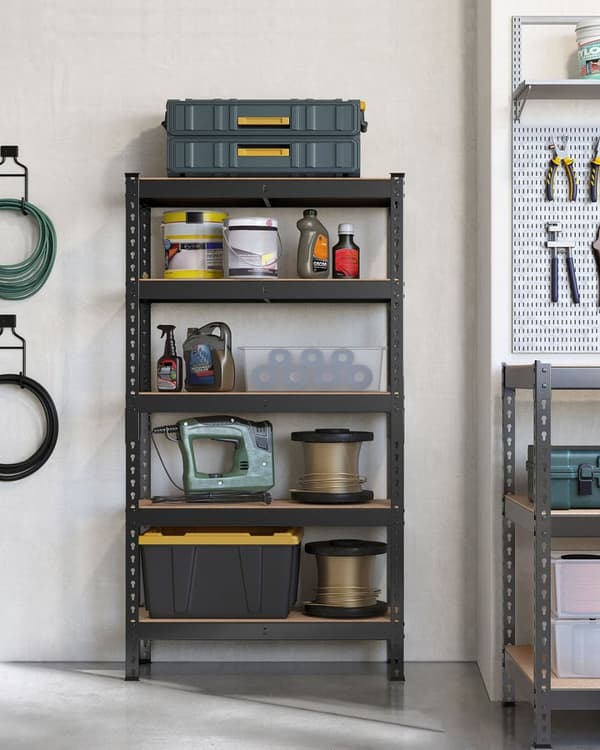 Rootz Heavy Duty Shelf - 5 Tier Storage Unit - Robust Rack - 875 kg kapacitet - Steel & MDF - 30 x 75 x 150 cm