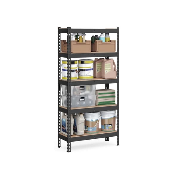 Rootz Heavy Duty Shelf - 5 Tier Storage Unit - Robust Rack - 875 kg kapacitet - Steel & MDF - 30 x 75 x 150 cm