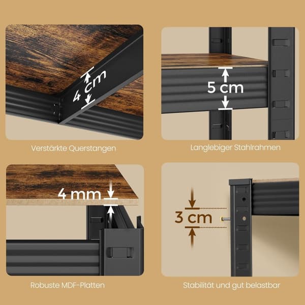 Rootz Heavy -Duty hylde - Kælderhylde - lagerhylde - Rustresistente stål - 150 cm x 75 cm x 30 cm