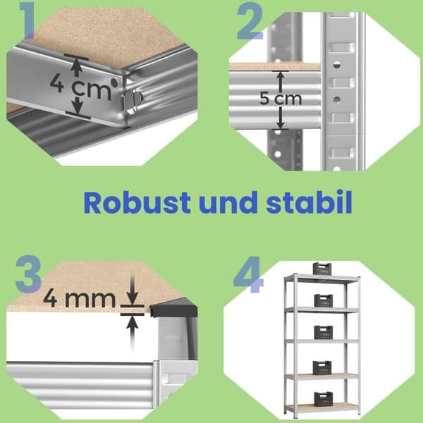Rootz Heavy Duty Storage -hylly - Kohdekerros hylly - Autotalli järjestäjä - Rustiresistentti - 200 cm x 100 cm x 50 cm