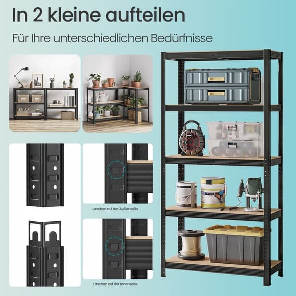 Rootz Heavy Duty Storage -hylly - Hyödyllisyyshylly - autotallin järjestäjä - Vahvistettu teräsrunko - 180 cm x 90cm x 40cm