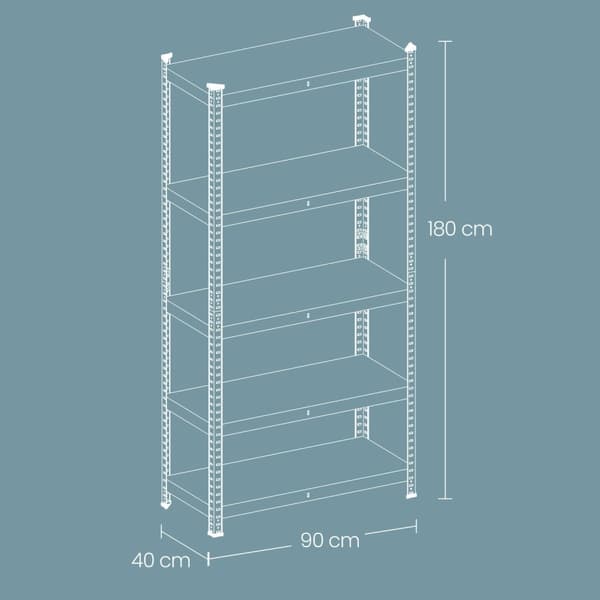 Rootz Heavy -Duty hylde - lagerhylde - kælderhylde - stabil stålstruktur - 40 cm x 90 cm x 180 cm