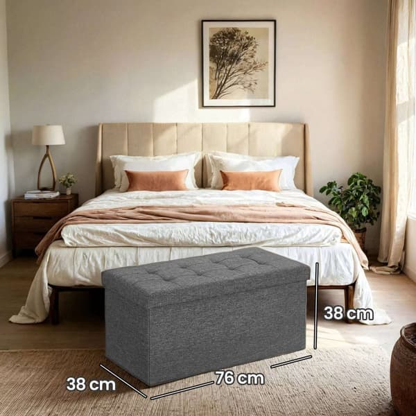 Rootz Foldble Seat -rinta - säilytyslaatikko - istuin säilytystilassa - 80L kapasiteetti - 76x38x38cm - max 300 kg - liinavaatteet, kuten kansi - ihan