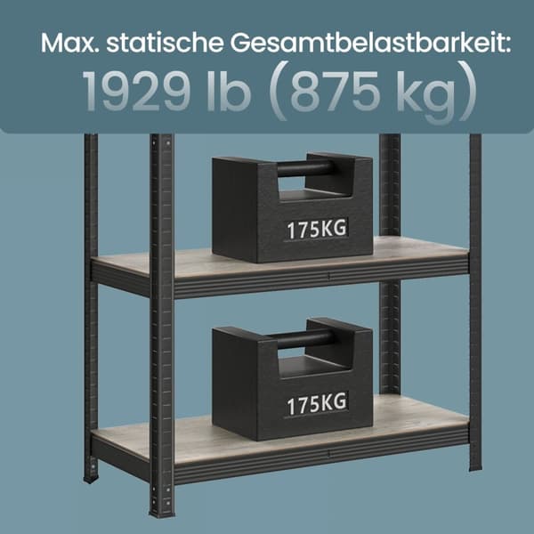 Rootz Heavy Dut -hylly - Varaston hylly - Kellarihylly - Teräs & MDF - Max Load 875kg - 40x90x180cm