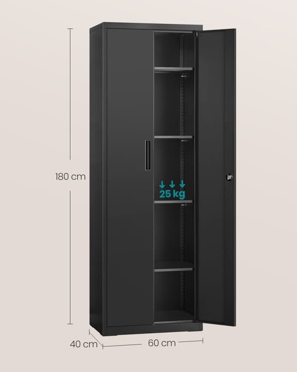 Rootz Multi -Purpose Storage Cabinet - Organizer - Shelving Unit - Høj belastningskapacitet - 40 cm x 60 cm x 180 cm