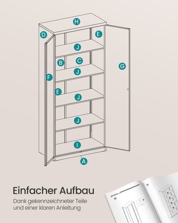 Rootz Multi -Purpose Storage Cabinet - Organizer - Shelving Unit - Høj belastningskapacitet - 40 cm x 60 cm x 180 cm