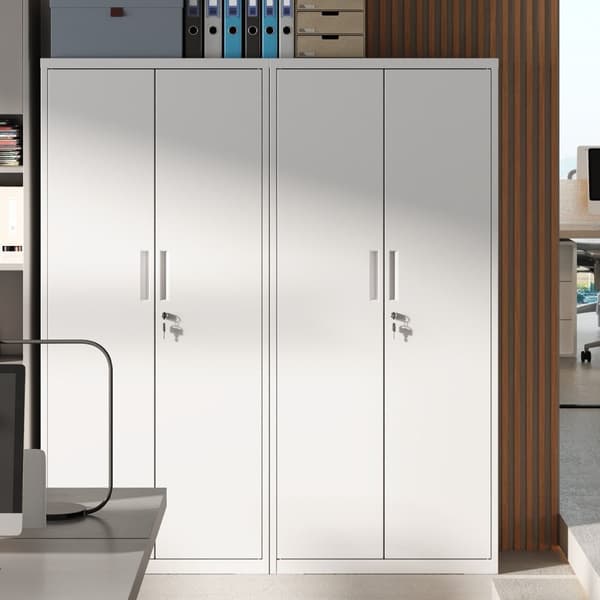 Rootz Multi -Purpose File Cabinet - förvaringsskåp - Pulvercoated Steel - Hållbar - 40x80x180cm - Matt White
