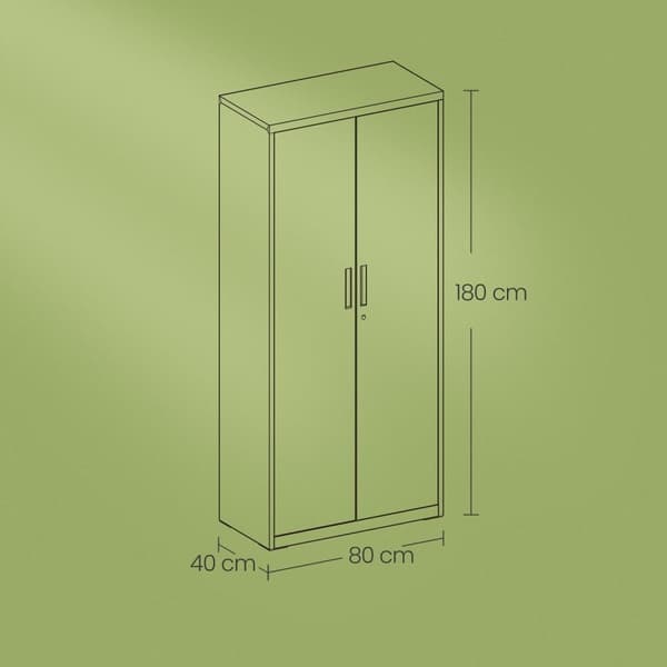Rootz Multi -Purpose File Cabinet - förvaringsskåp - Pulvercoated Steel - Hållbar - 40x80x180cm - Matt White