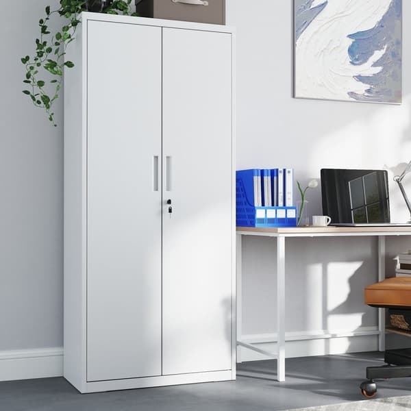 Rootz Multi -Purpose File Cabinet - förvaringsskåp - Pulvercoated Steel - Hållbar - 40x80x180cm - Matt White