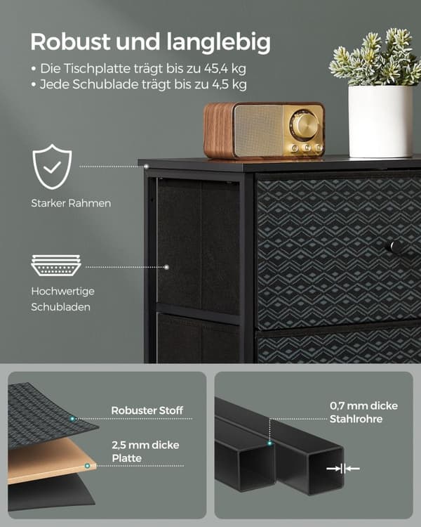 Rootz Tvätt Chopper - 4 Drawer Dresser - Lagringsarrangör - Spacebesparing - 30 x 51 x 99 cm - Ebony Black Ink