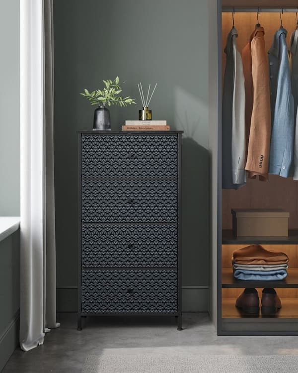 Rootz Tvätt Chopper - 4 Drawer Dresser - Lagringsarrangör - Spacebesparing - 30 x 51 x 99 cm - Ebony Black Ink