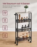 Miniatyrbild 4 av 5: Rootz Rolling Car - 4 Level Trolley - Utility Cart - Effektiv lagring - 13 cm x 45,4 cm x 77 cm - Grå -svart