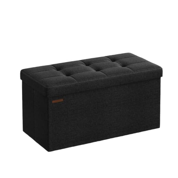 Rootz -istuin säilytystilassa - istuinrinta - muste musta penkki - erittäin joustava vaahto - 38 x 76 x 38 cm MDF