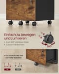 Miniatyrbillede 5 af 6: Rootz Roll Container - Låsbar opbevaringsenhed - Mobil kabinet - Brun & Black - MDF & Chipboard - 43,8 cm x 40 cm x 54,4 cm