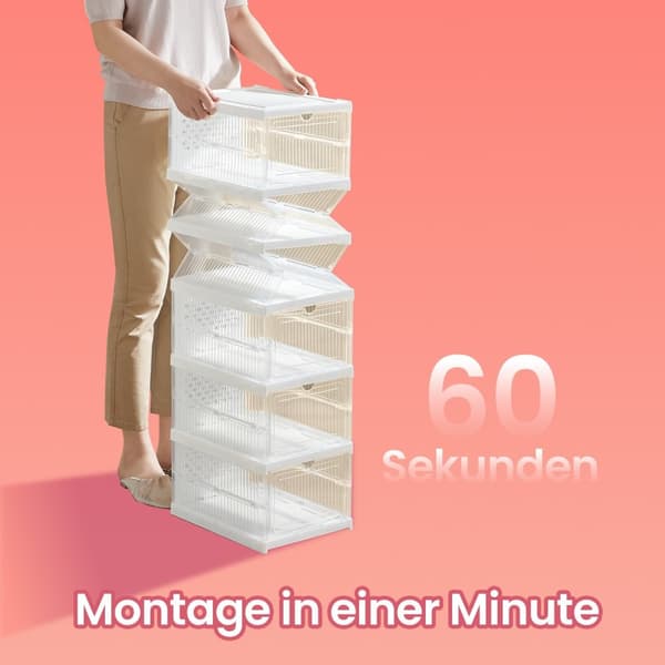 Rootz Set Shoe Cabinet - Integreret skoarrangør - 18 kasser - Rumbesparende - 35,5 cm x 25,5 cm x 105 cm