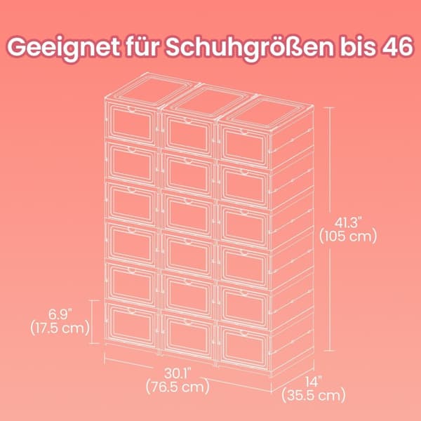 Rootz Set Shoe Cabinet - Integreret skoarrangør - 18 kasser - Rumbesparende - 35,5 cm x 25,5 cm x 105 cm