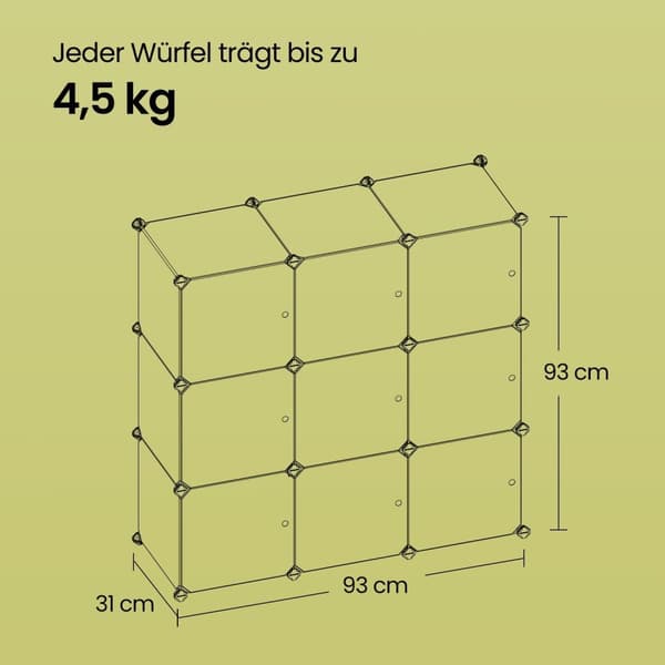 Rootz Schuhregal hyldesystem - skoarrangør - plastgarderobe - let vedligeholdelse - 93 cm x 123 cm x 31 cm