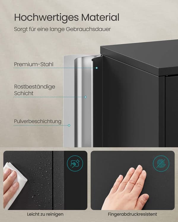 Rootz Steel Storage Cabinet - Arrangement - Arrangør - Max Space Efficiency - 40 x 80 x 180 cm - Matt Black