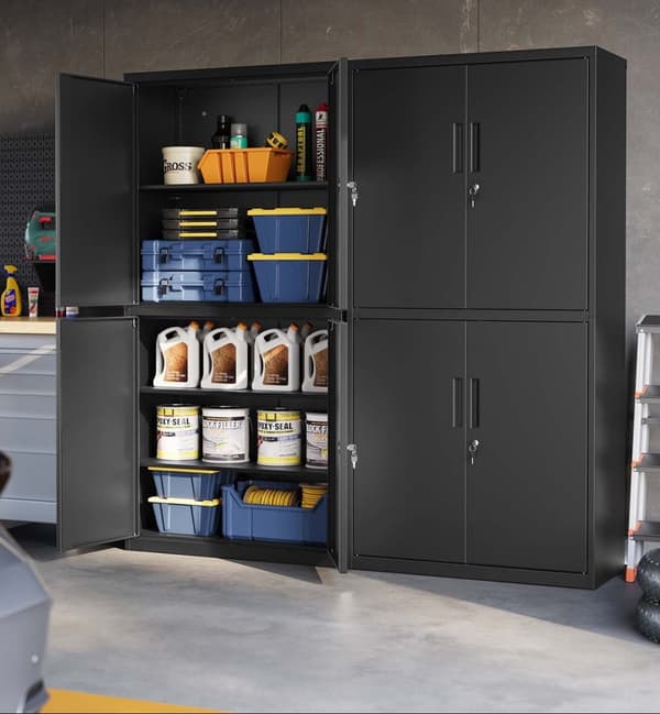 Rootz Steel Storage Cabinet - Arrangement - Arrangør - Max Space Efficiency - 40 x 80 x 180 cm - Matt Black