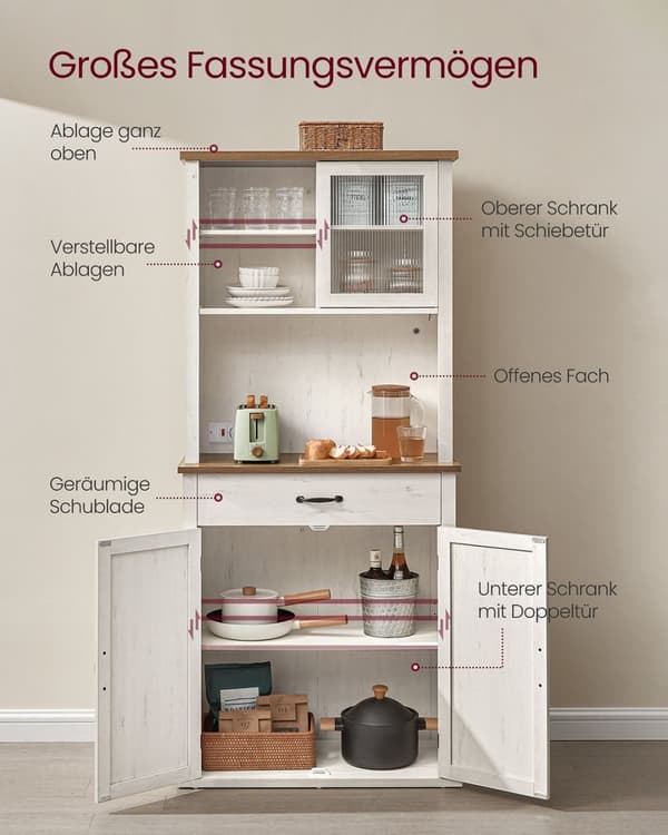 Rootz vintage skænk - opbevaringsskab - oplyst buffet -stilfuldt design - 39,7 x 80,4 x 180,3 cm