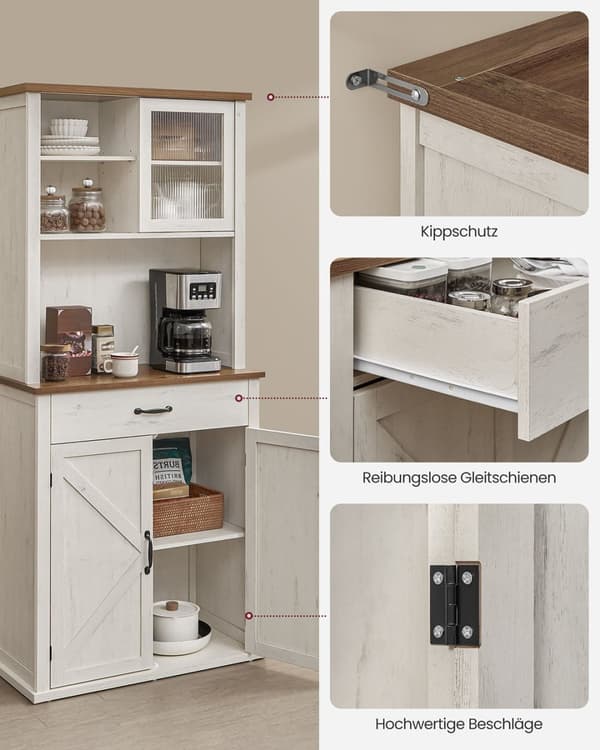 Rootz vintage skænk - opbevaringsskab - oplyst buffet -stilfuldt design - 39,7 x 80,4 x 180,3 cm
