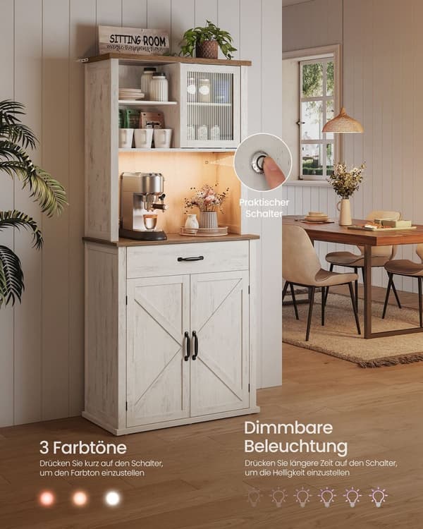 Rootz vintage skænk - opbevaringsskab - oplyst buffet -stilfuldt design - 39,7 x 80,4 x 180,3 cm
