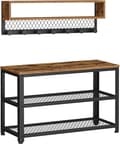 Miniatyrbillede 1 af 7: Sæt med skobænke med skohylde, entretræ med bænk, entremøbler, multifunktionelt, tøjstativer