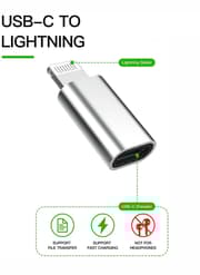 NÖRDIC 2-in-1 -sovitinsarja USB C–Lightning naaras ja Lightning ur–USB C na, alumiinia