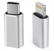 NÖRDIC 2-in-1 -sovitinsarja USB C–Lightning naaras ja Lightning ur–USB C na, alumiinia